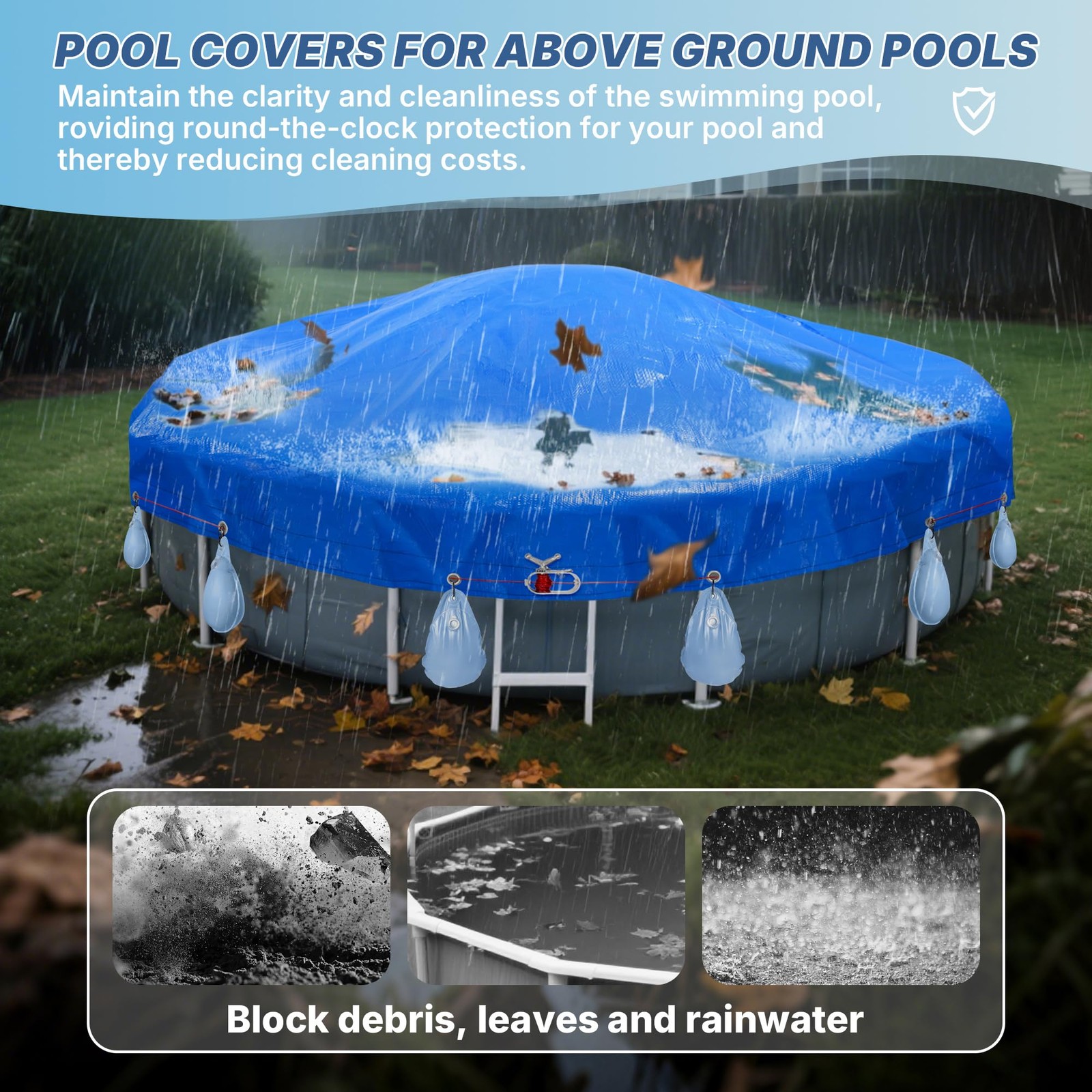 21′ Round Pool Cover for Above Ground Pools – Winter Above Ground Pool Cover …