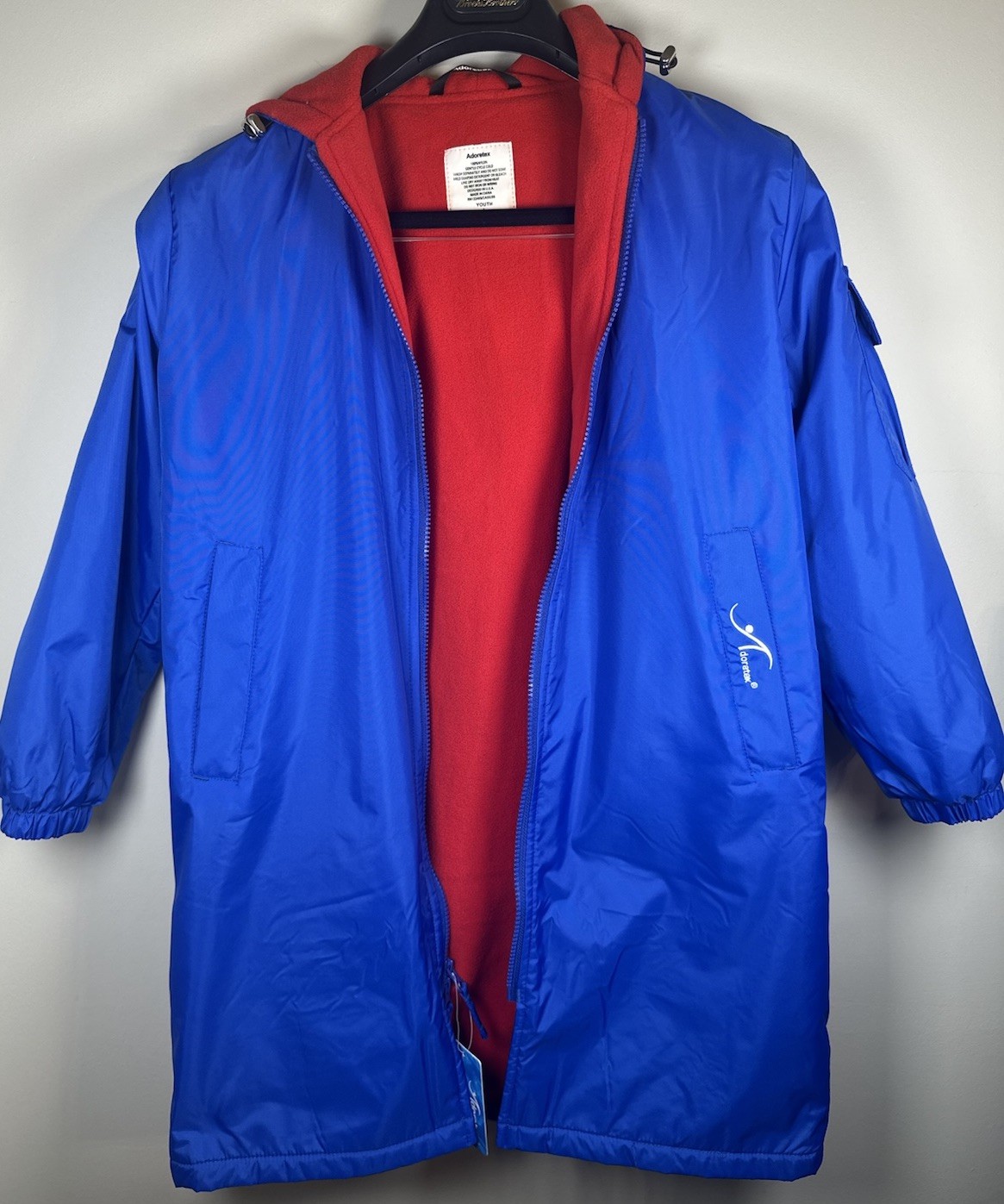 Adoretex Swim Parka – Youth Large – Unisex – Royal/Red – 100% Nylon