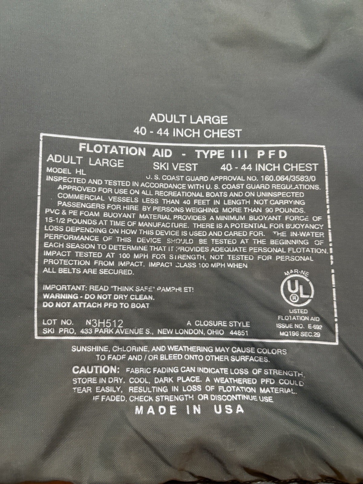 (2) Sea-Doo Flotation Type III PFD Life Jacket Adult Large & XL Made USA 100mph