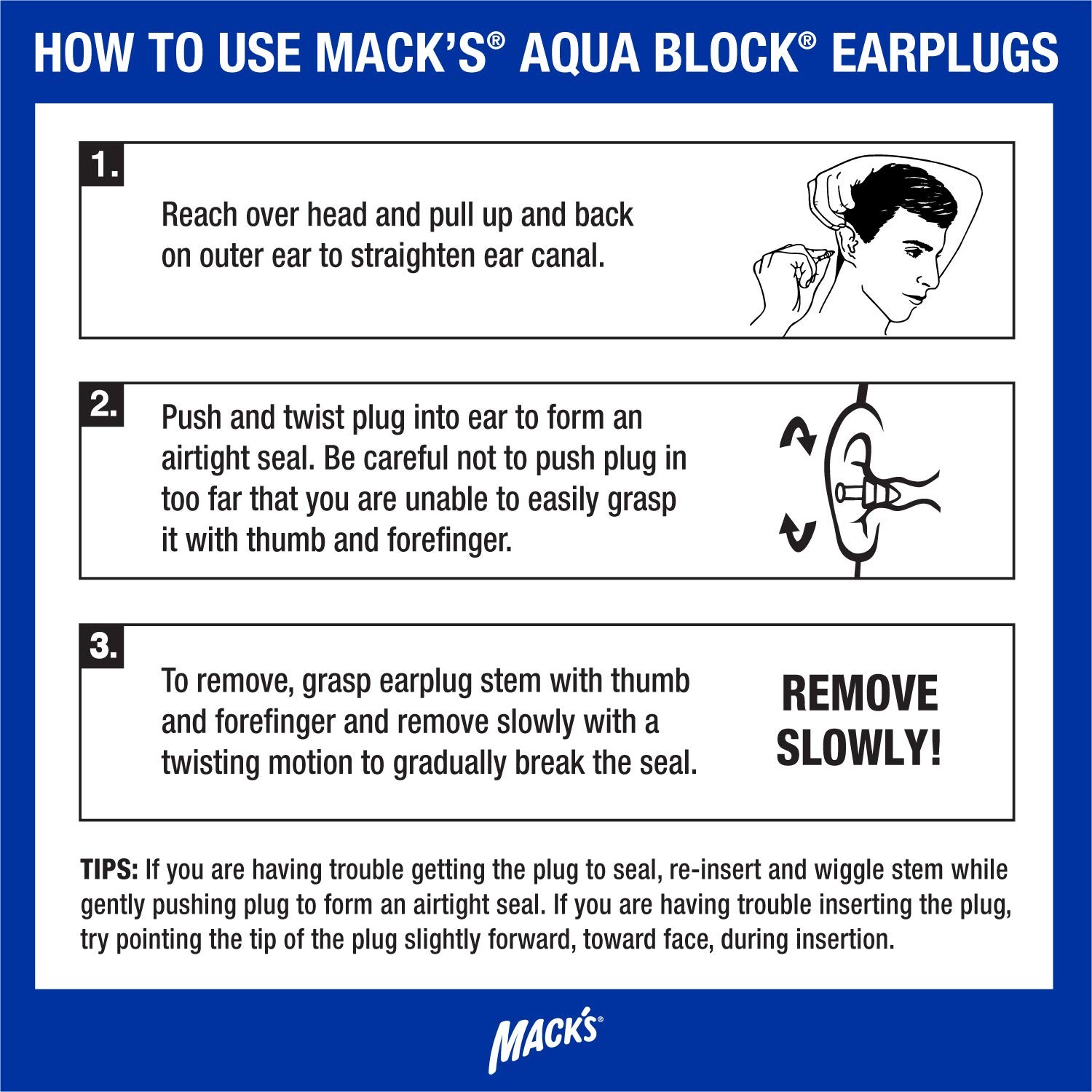 Mack’s AquaBlock Swimming Earplugs, 3 Pair – 6 count (Pack of 1), Purple