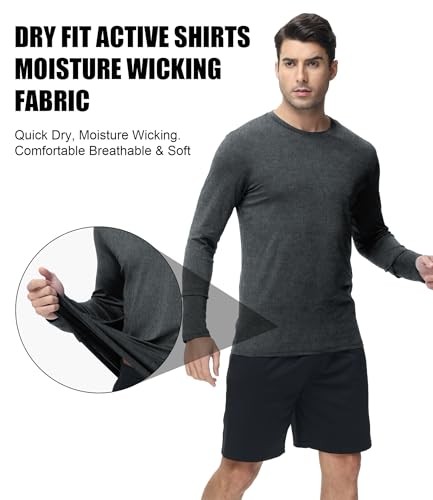 6 Pack Men Dry Fit Medium 1 Black 1 Gray 1 Heather Gray 1 Blue 1 Red 1 Green