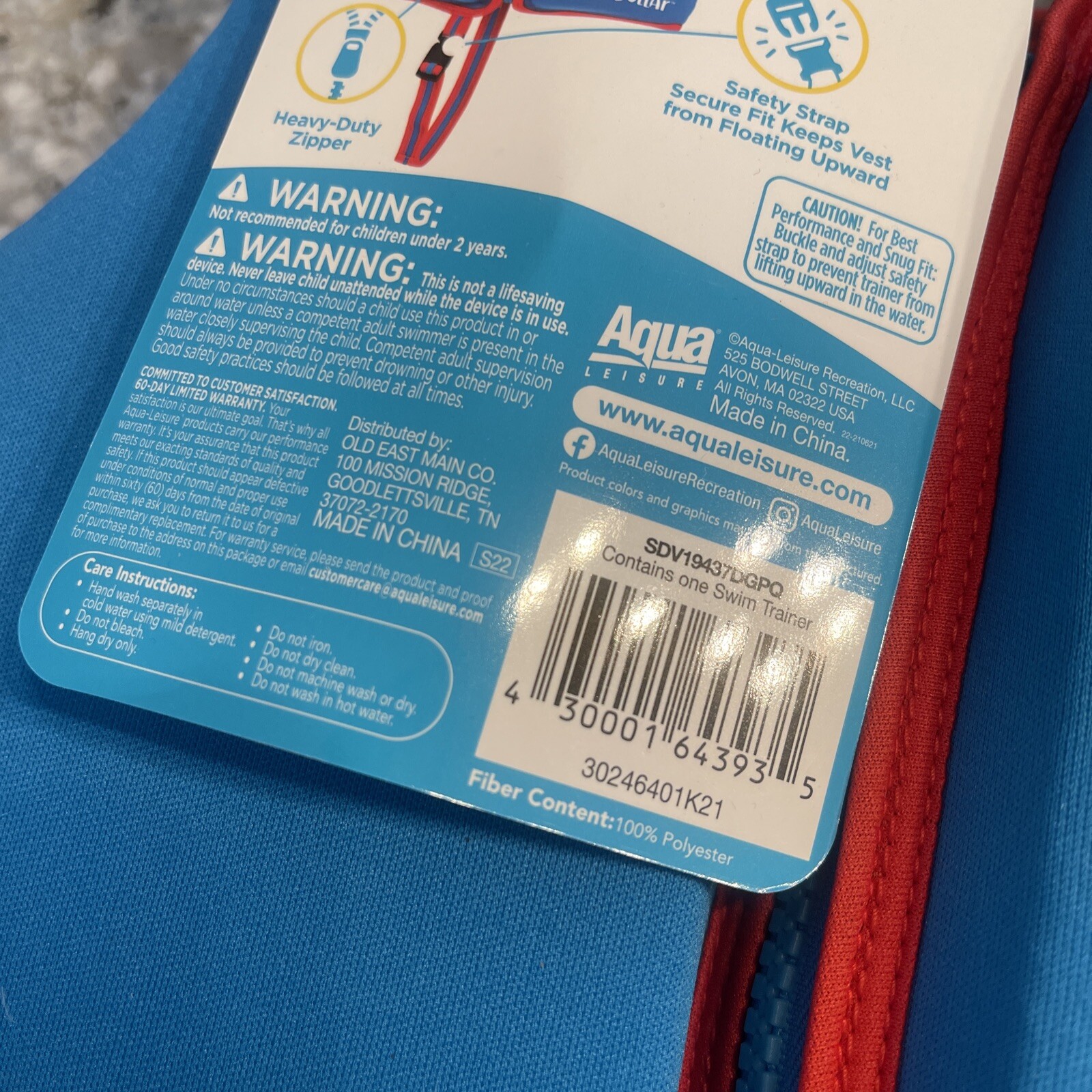 NWT Sand Dollar Swim Trainer Vest Ages 2-4 years Max 33 Pounds Blue
