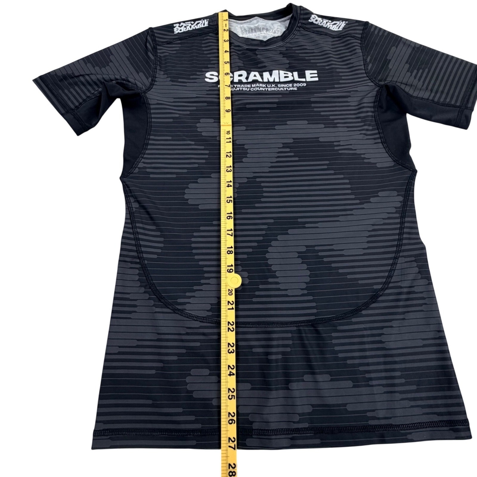 Scramble Jiu Jitsu Camo Shirt Men Medium Black Grey Rashguard Short Sleeve MMA