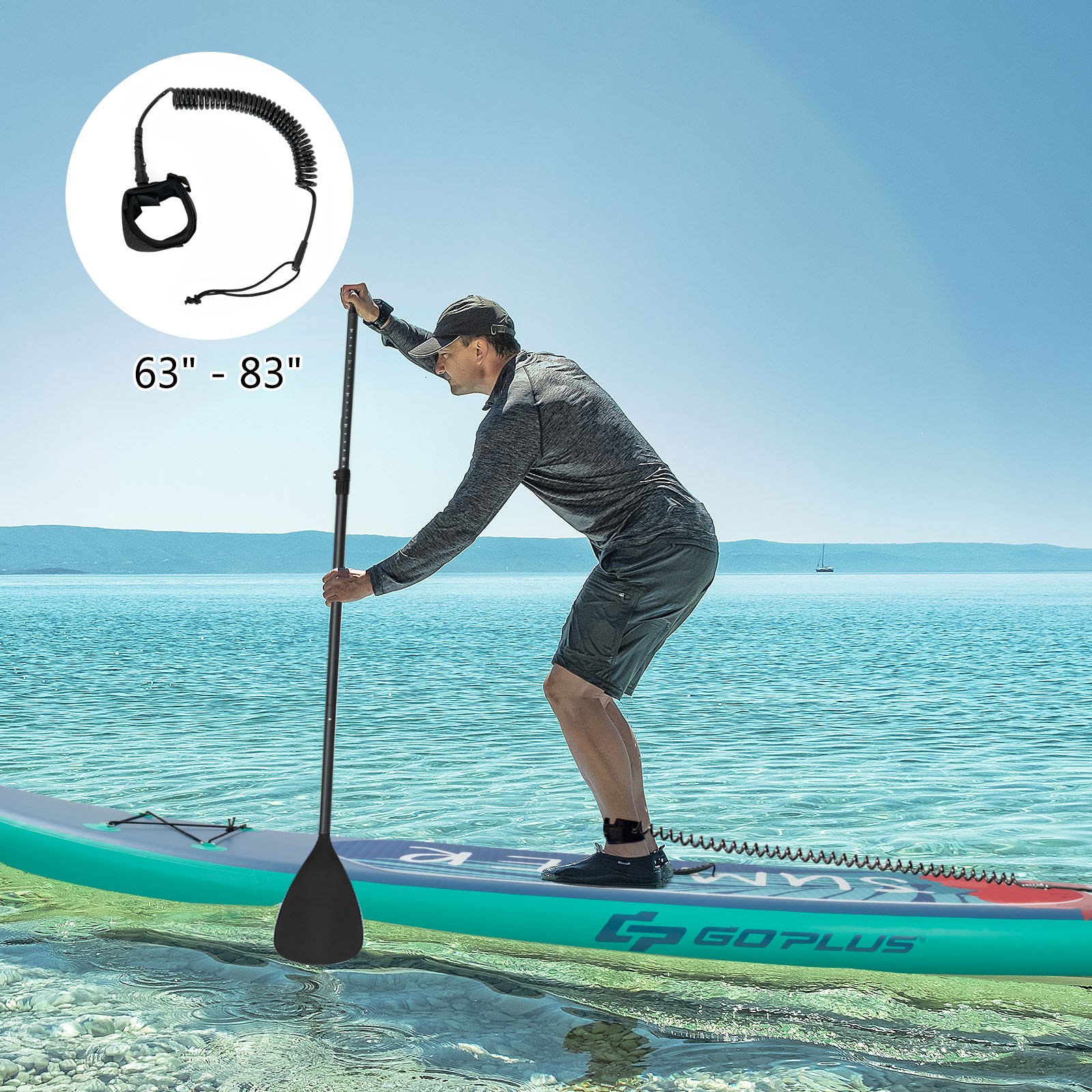 Costway 11ft Inflatable Stand Up Paddle Board W/ Backpack Leash Aluminum Paddle