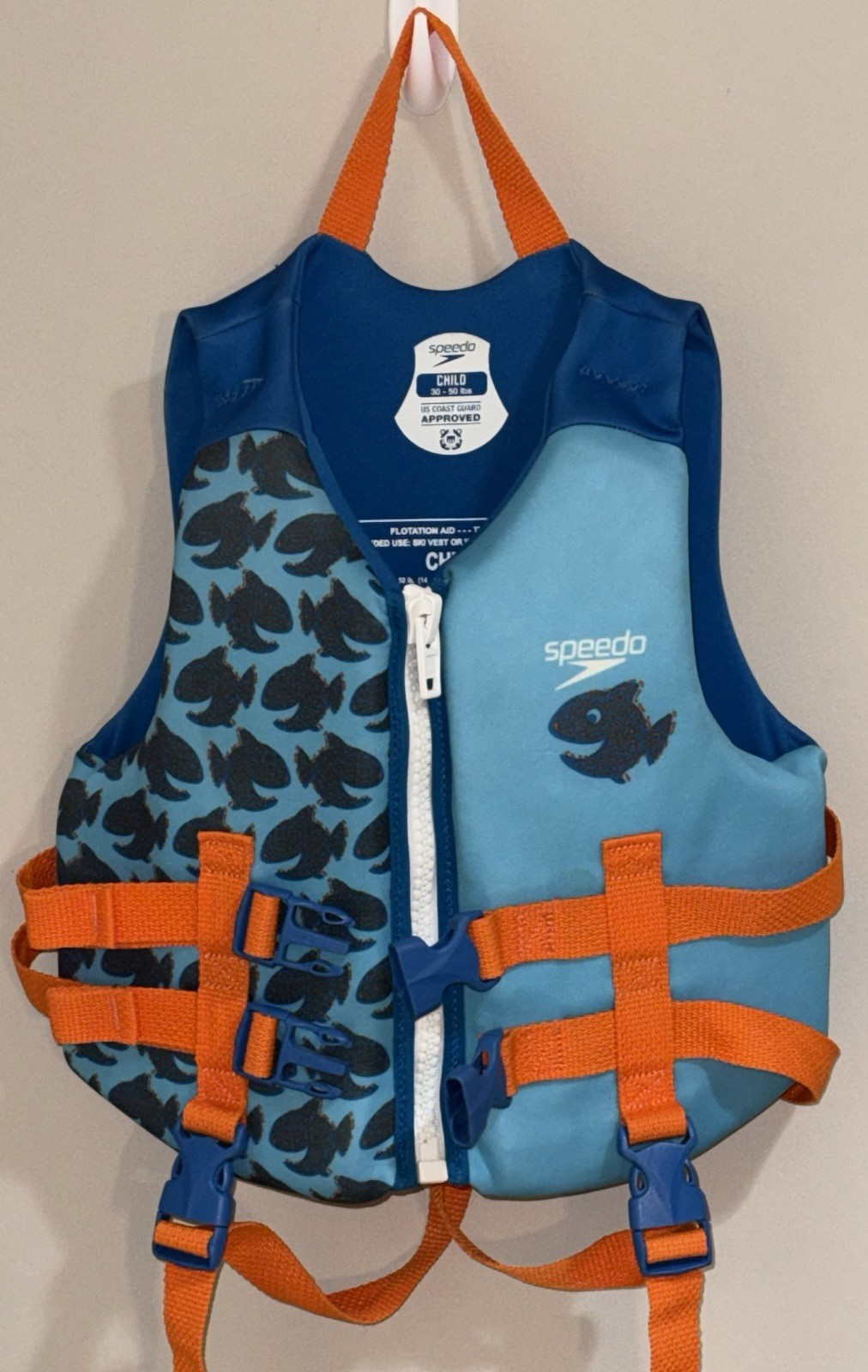 Speedo Child 30-50 Pounds PFD Adjustable Life Vest Jacket Coast Guard Approved