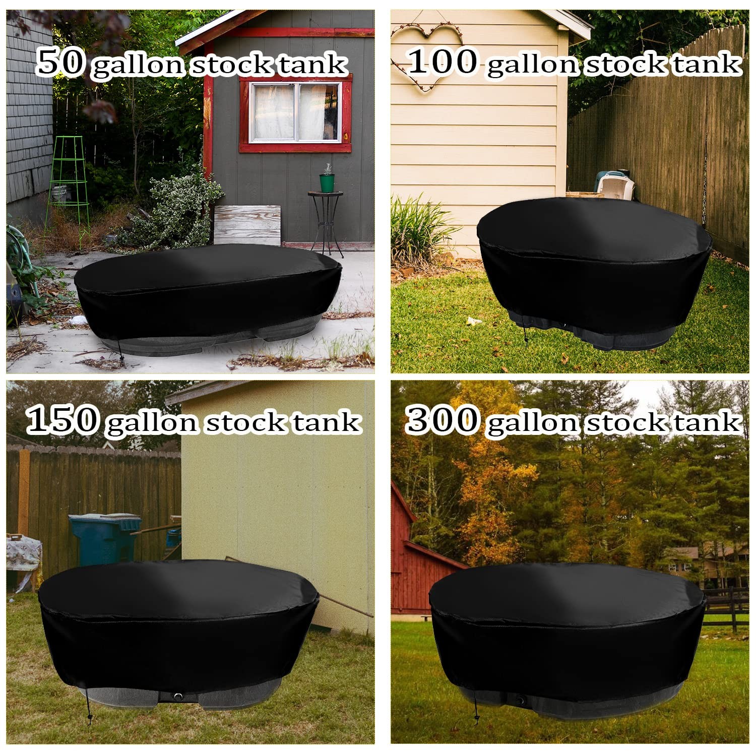 Waterproof Oval Storage Tank Cover, Black, 52.8 x 31.5 x 11.8 inches, Custom,…