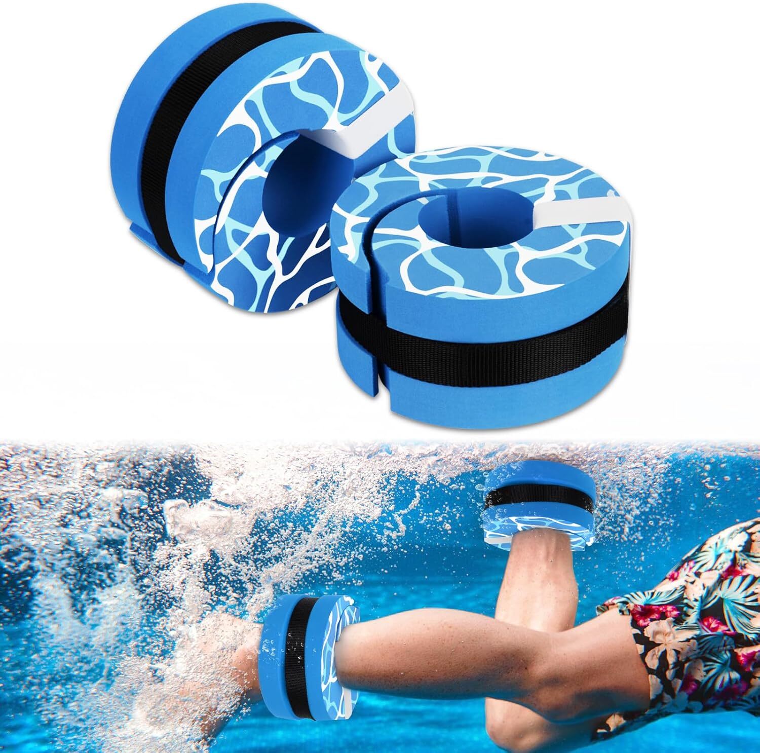 Swim Aquatic Cuffs, EVA Water Aerobics Float Ring Fitness Exercise Weights Set