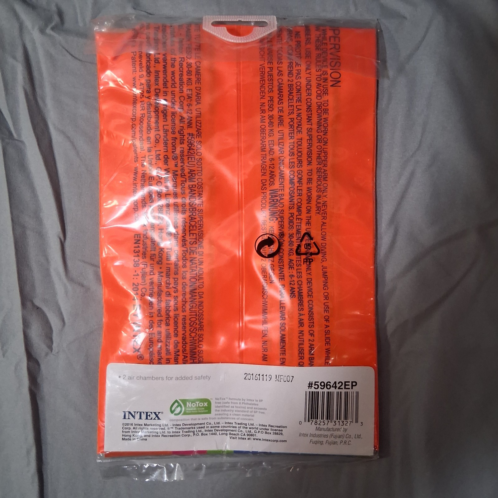 NEW Intex Large Arm Bands Swimming Floaties Orange Kids Ages 6-12 10in x 6.5in