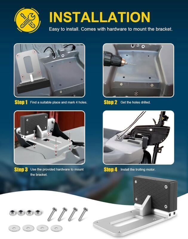 Universal Transom Trolling Motor Mount for Kayaks / Kayak Motor Mount Bracket