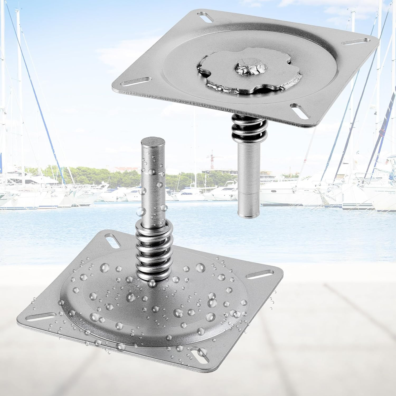 Marine-Grade Boat Seat Pin Mount,Swivel Base for 3/4″ Pin,Shock-Absorbing Pedes