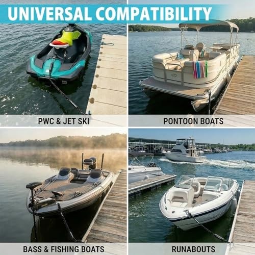 4FT Bungee Dock Lines,Boat Dock Rope,Jet Ski Accessories with 4ft-5.5ft Black