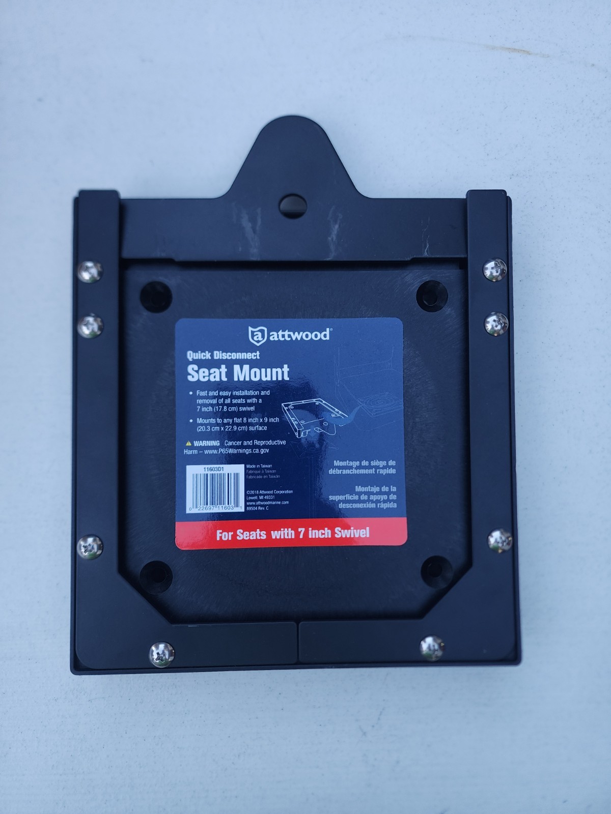 Attwood 11603D1 Quick Disconnect Seat Mount, Fits 7-Inch Swivel and Plate,…
