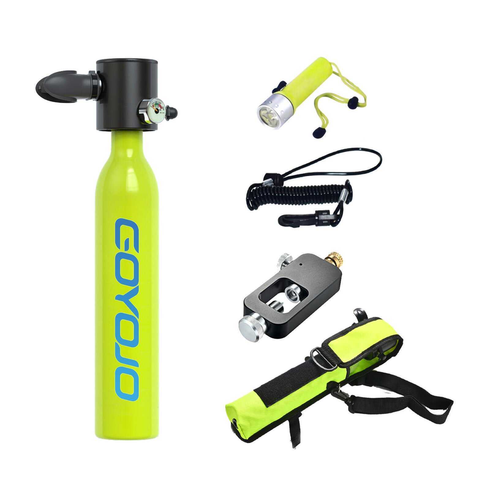 Mini 0.5L/1L/2L Scuba Diving Lung Tank Snorkel Set Mask Hand Pump Option Used