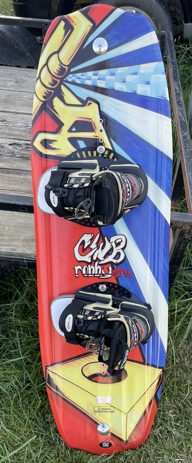 Vintage Cwb Robby Stru Wakeboard 132cm W/ Torq Bindings Large/XL Pro Model 3082