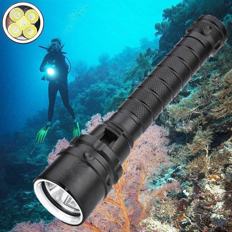 300000LM 5*leds LED Diving Flashlight Scuba Dive Torch Professional Diver Light