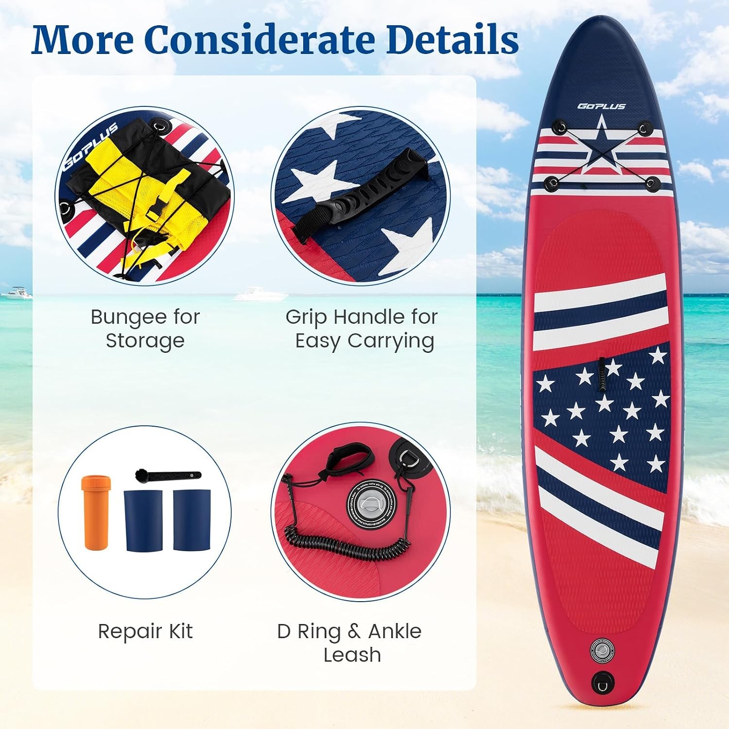 Stand Up Paddle Board Inflatable SUP W/ Wide Non-Slip EVA Deck Accessories-Leash