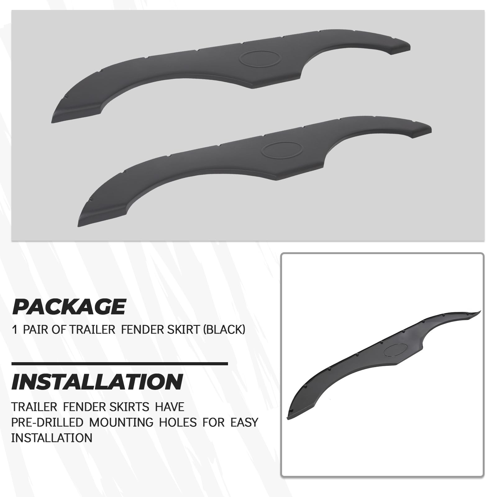 RV Fender Skirt Replacement for Tandem Trailers, Campers, and RVs – Black