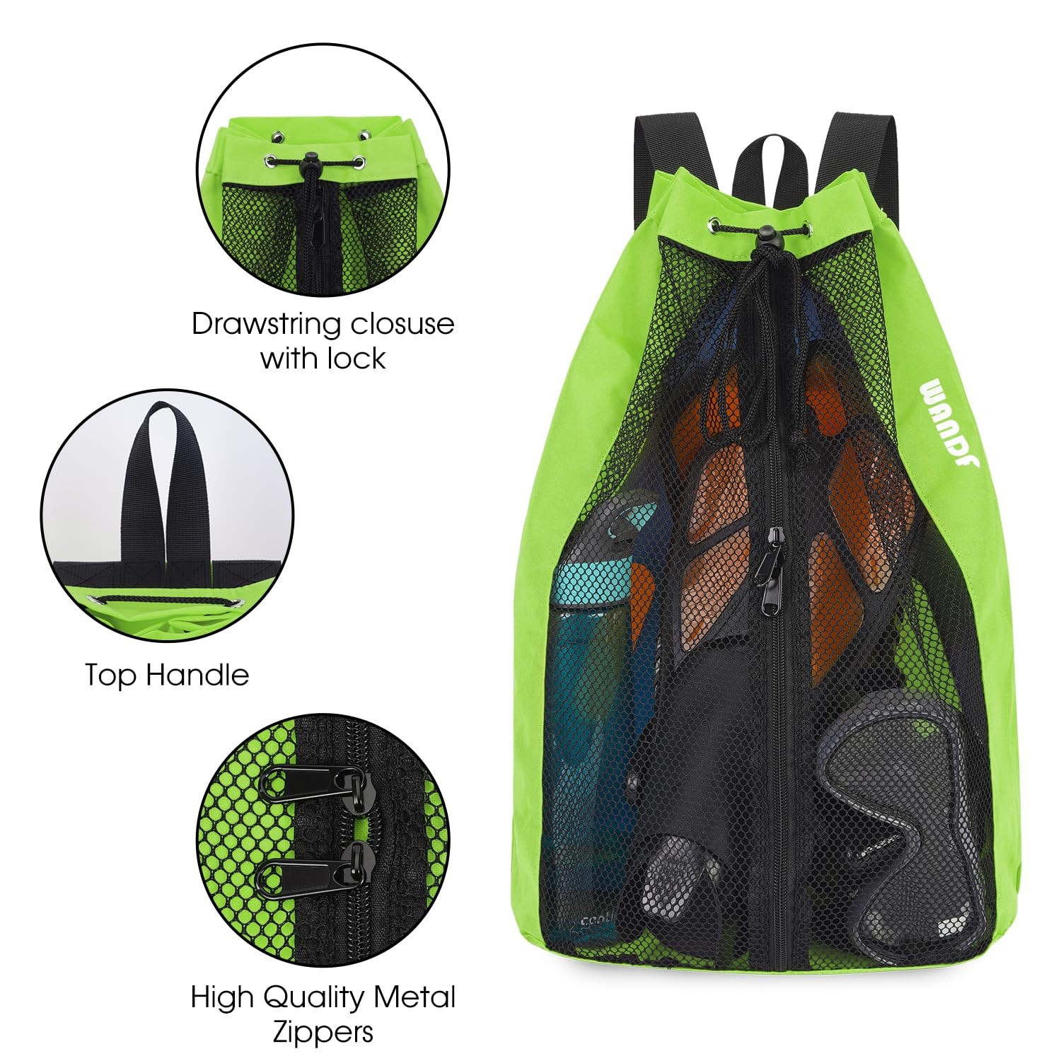 Swim Bag Mesh Drawstring Backpack Beach Gym Workout Gear Organizer Bag