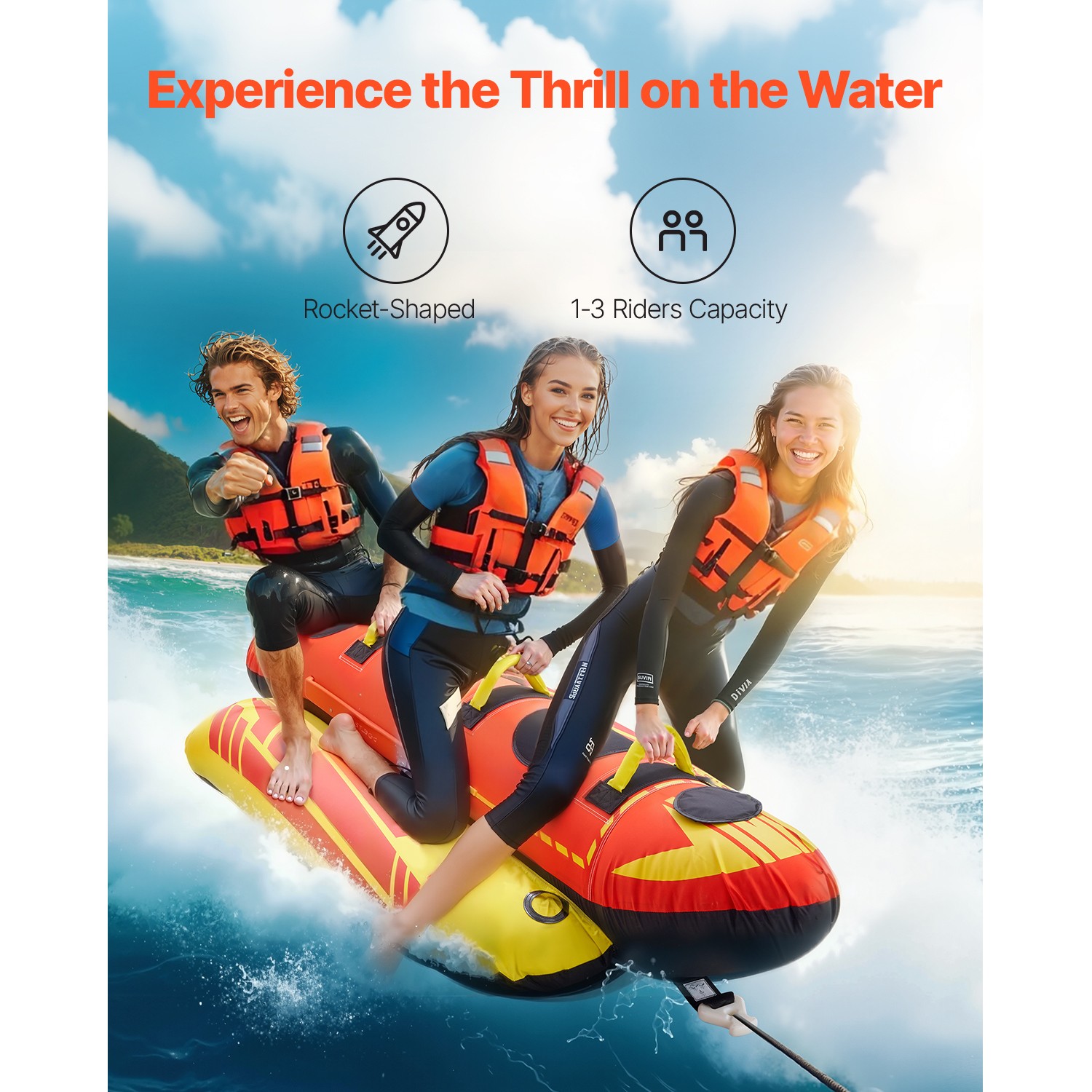 Uimoso Towable Tube for Boating 1-3 Riders Inflatable Boat Tubes Towables 510lbs