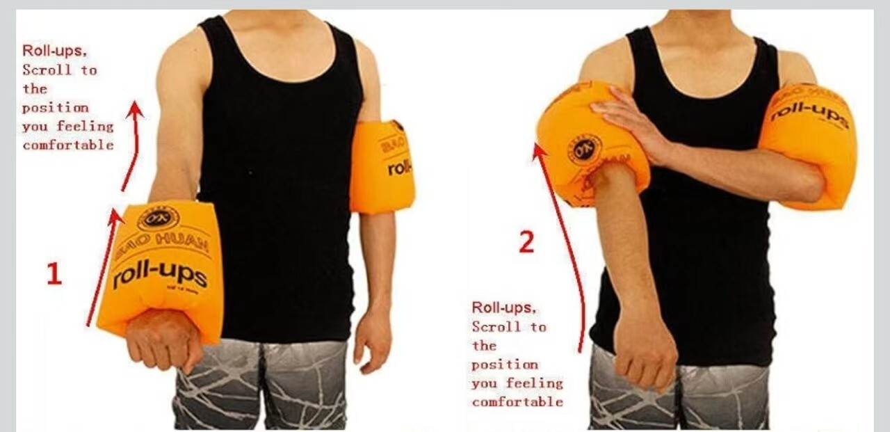 2 Pairs Floaties Inflatable Swim Arm Bands Floatation Sleeves Swimming Rings Flo