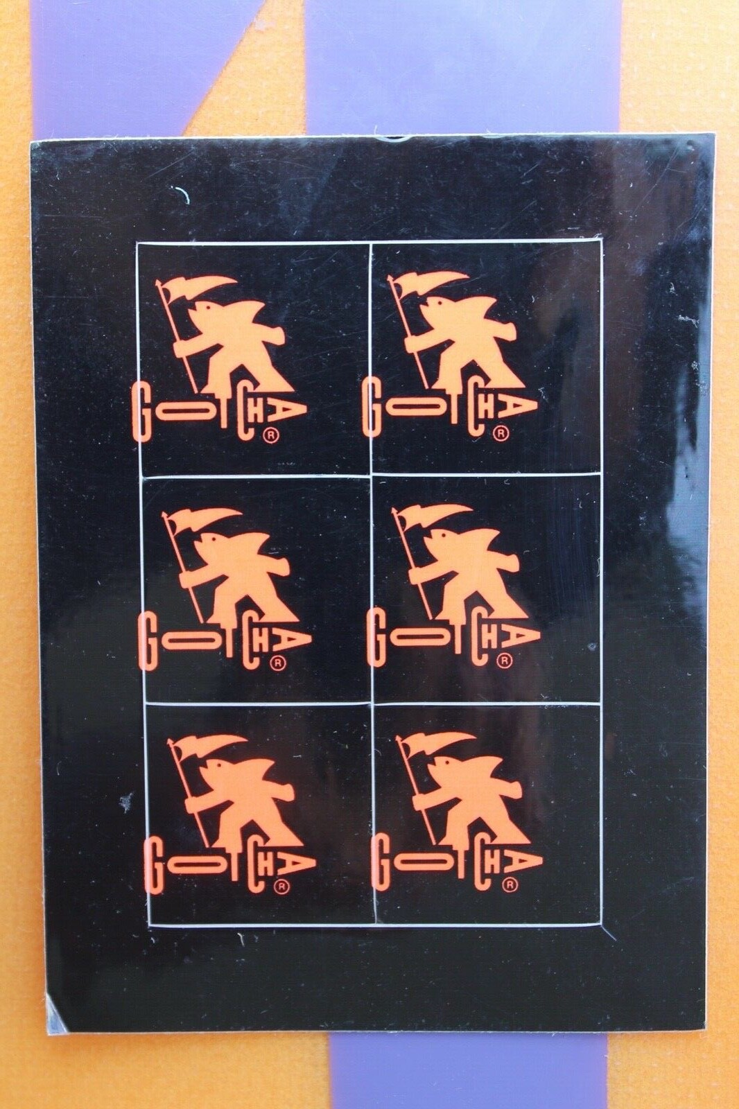 GOTCHA 80’s Neon Orange Black Shark Flag x 6 Original Vintage Surfing STICKER