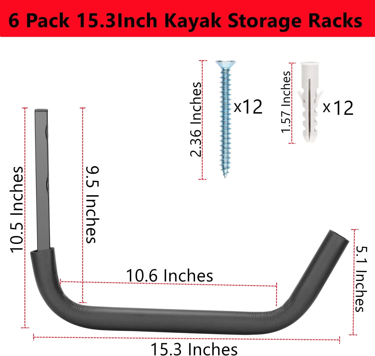 Kayak Storage Racks, Heavy Duty Garage Storage SUP Hooks, Wall Mount Surfboards