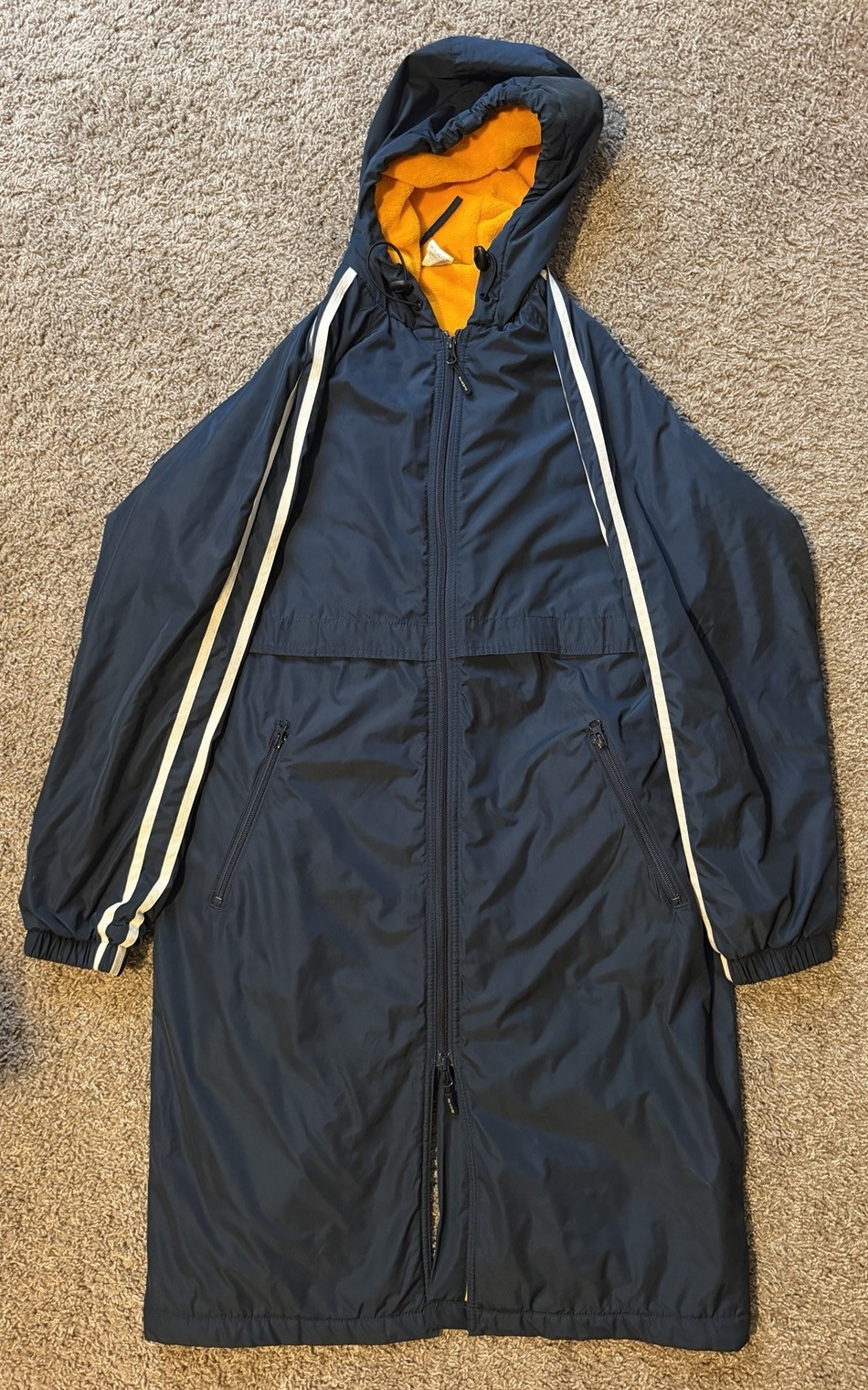 Sporti Unisex Swim Parka Water Resistant Fleece Lined Hooded Navy/Gold M