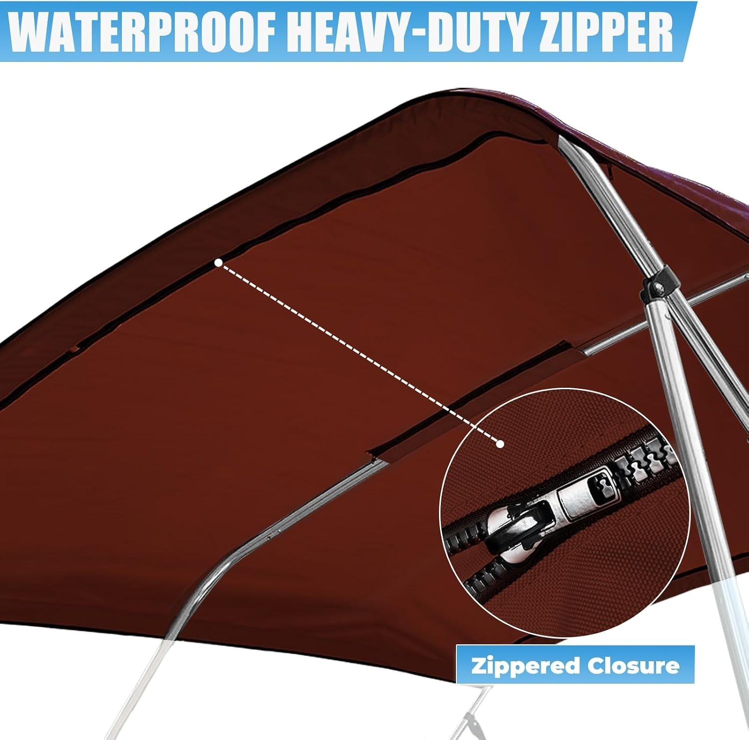 3 Bow Bimini Top Replacement Canvaswith Stern Light Hole and Storage Boot, 1200D