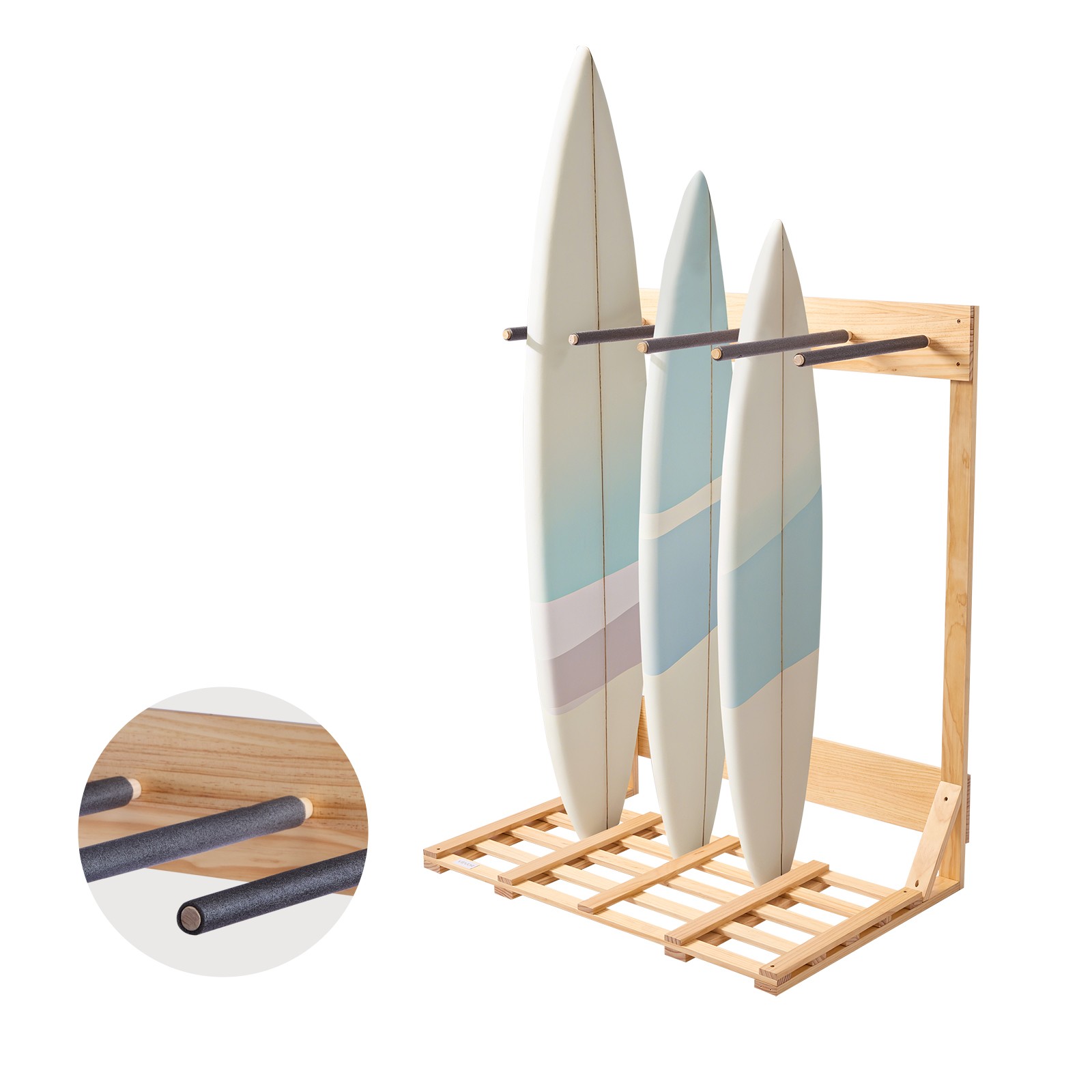 VEVOR Vertical Surfboard Stand 4 Tiers Wood Surfboard Rack for Storage & Display