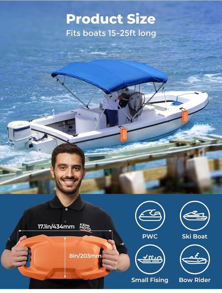 KEMIMOTO Docking Upgraded Boat Fenders Boat Bumpers for Bass Boat Jon Boat