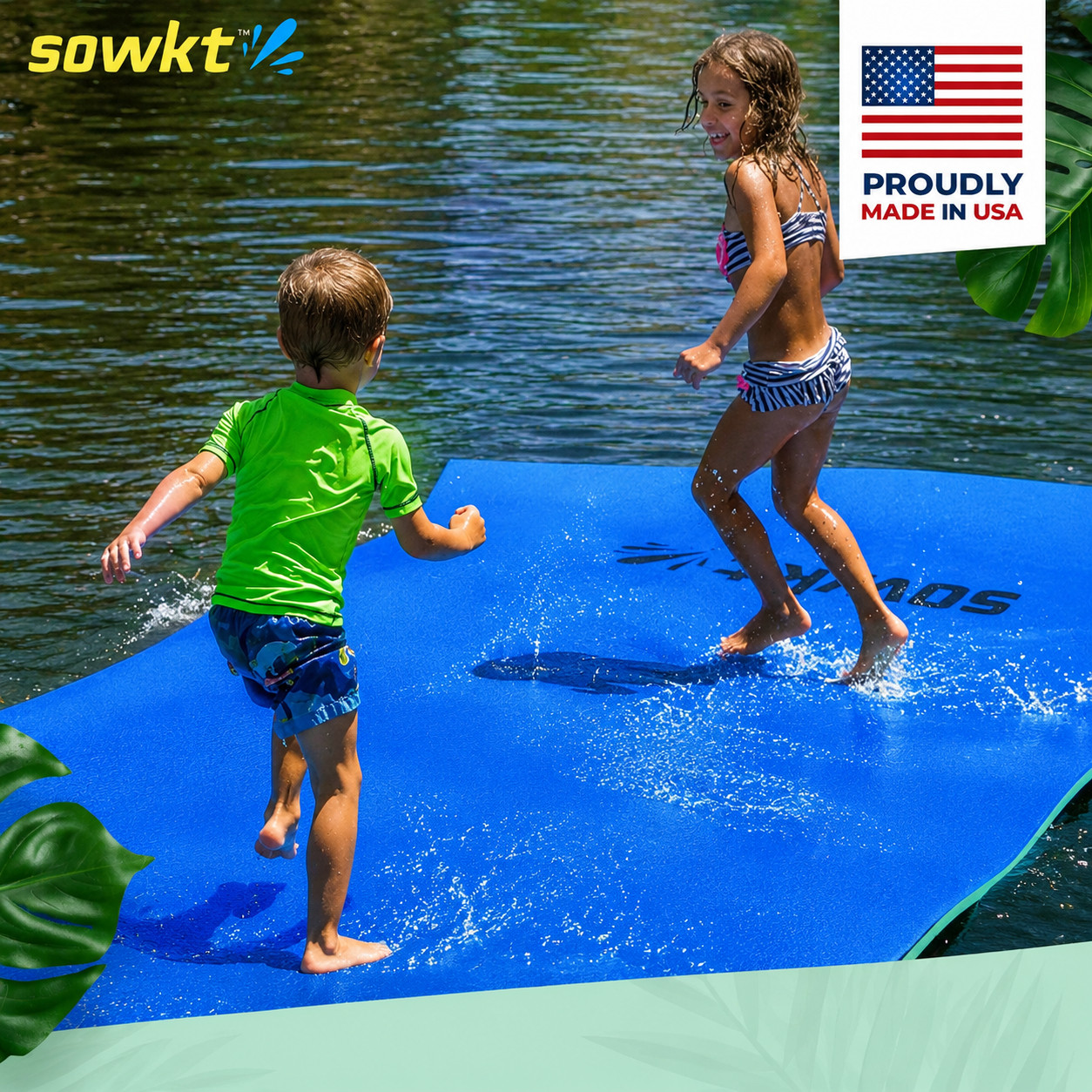 SOWKT® Made in USA Premium Floating Mat for Lakes & Pools, Extra Large Lily Pads