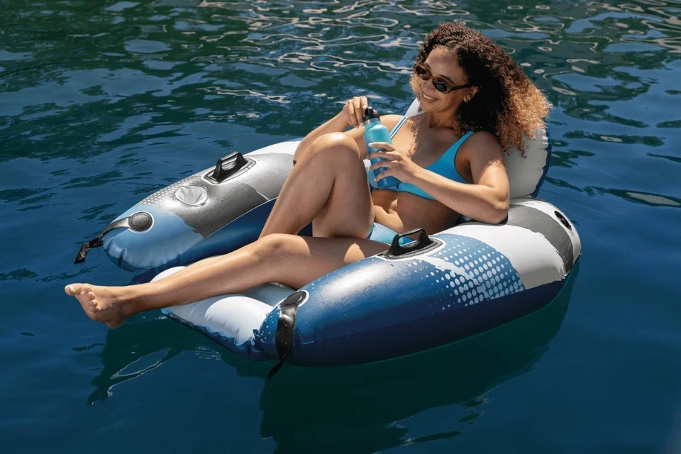 Intex Inflatable River Run Lounge Water Float Seat w/ Quick Connects Pool Lake