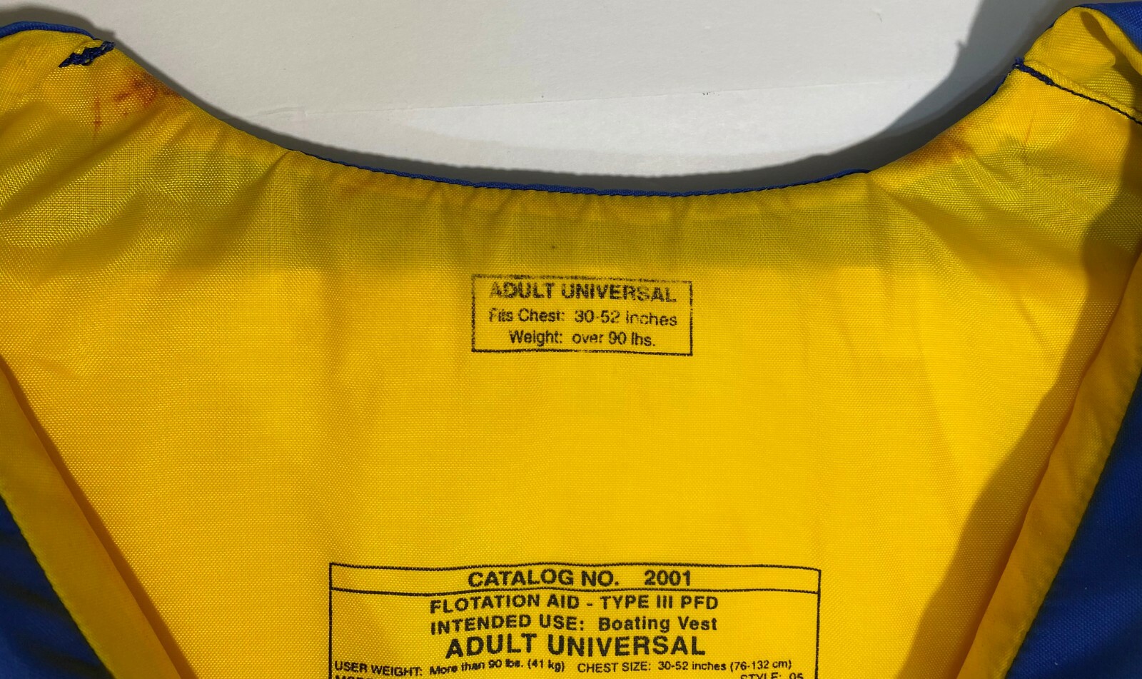STEARNS COAST GUARD APV. ADULT  LIFE JACKET CHEST size 30-52in OVER 90 LBS