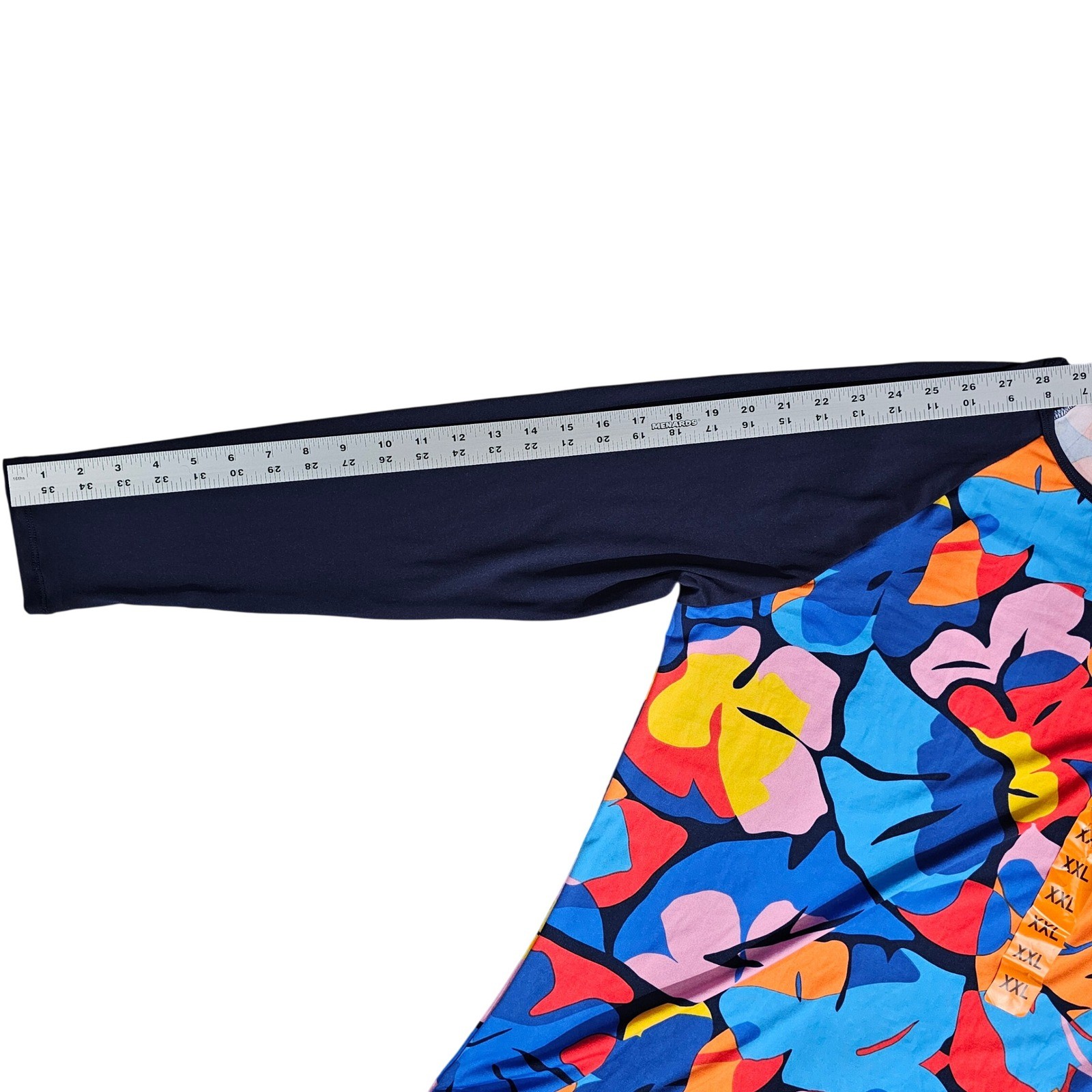 Nautica XXL Women XXL Navy Tropical Rash Guard Long Sleeve Swim Top
