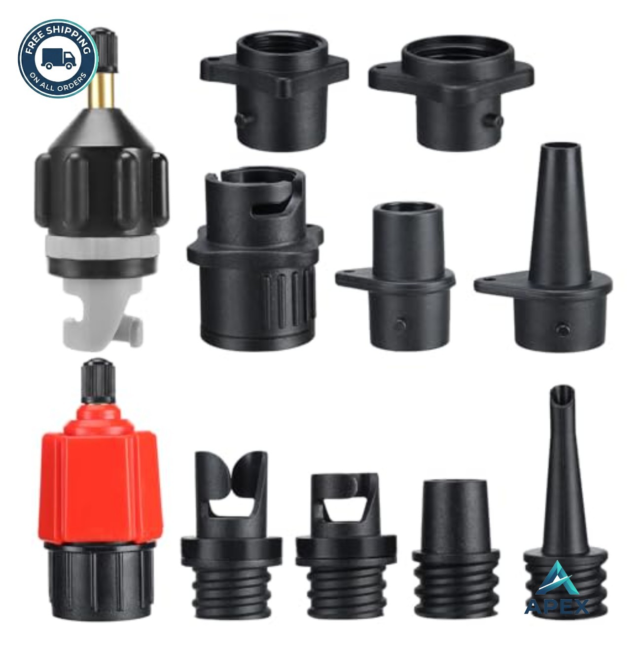 Inflatable Pump Adapter Kit 11 Piece Valve Nozzle Set for SUP Kayak Boat Dinghy
