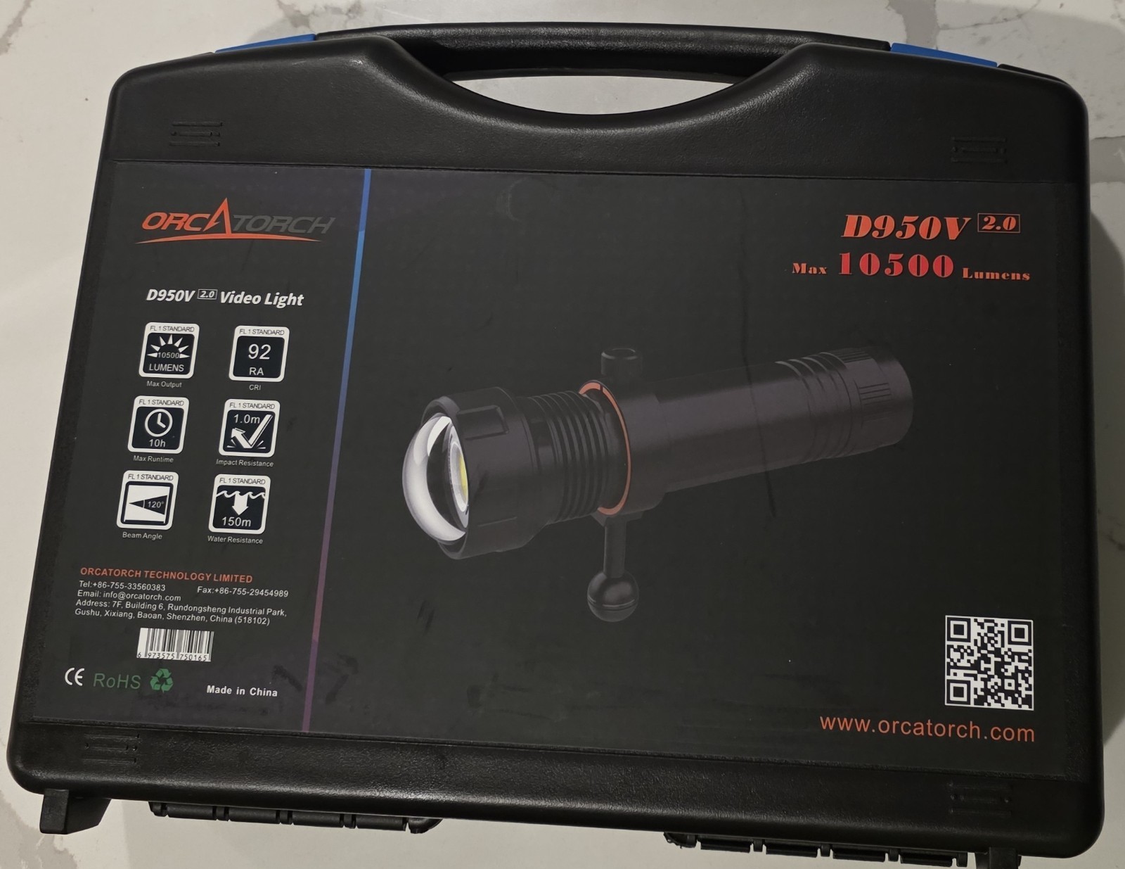 OrcaTorch D950V 2.0 10,500 Lumens CRI 92 Video Light