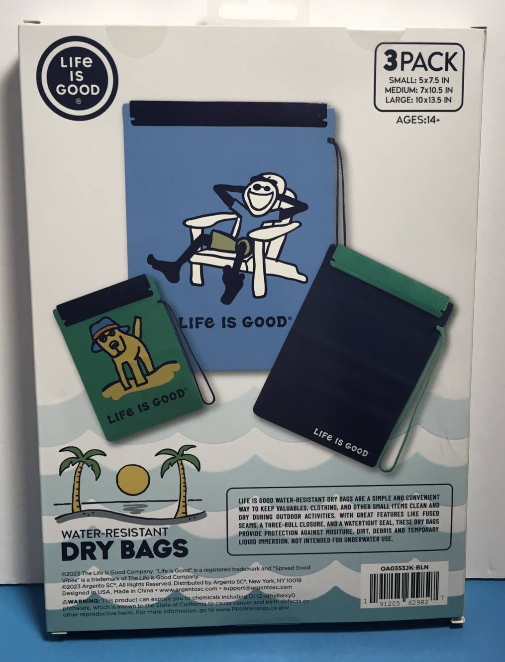 LIFE IS GOOD 3PK REUSABLE WATER-RESISTANT DRY BAGS JAKE~ROCKET Various Sizes NIB