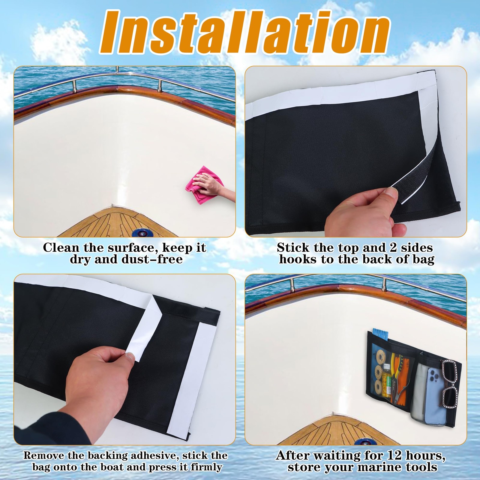 15.6×7.9 Inch Boat Storage Mesh Bag Cup Holder Marine Caddy Organizer 2 PCS