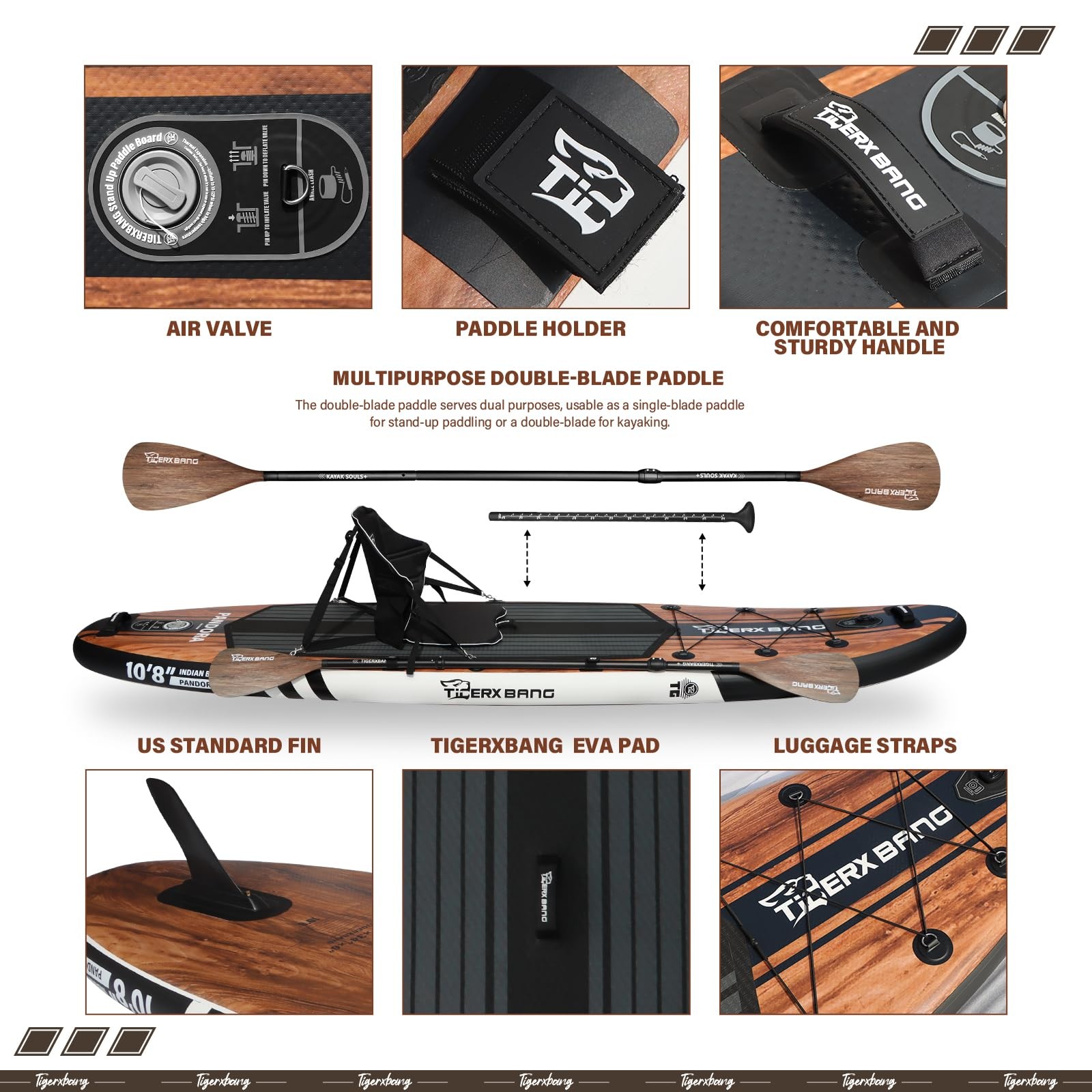TIGERXBANG Paddle Board, 10.8′ Stand Up Paddle Board with Premium Complete In…