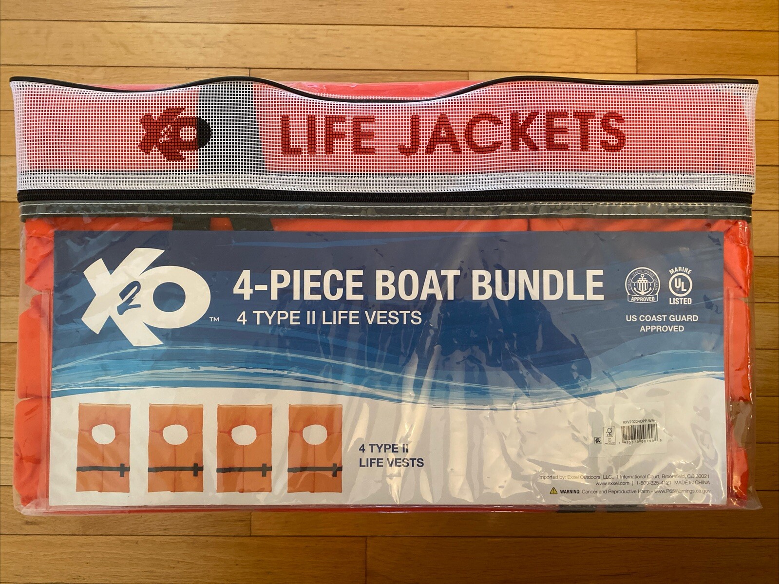 X2O Type 2 Life Jacket 4-Piece Boat Bundle USCG Approved Adult Universal Orange