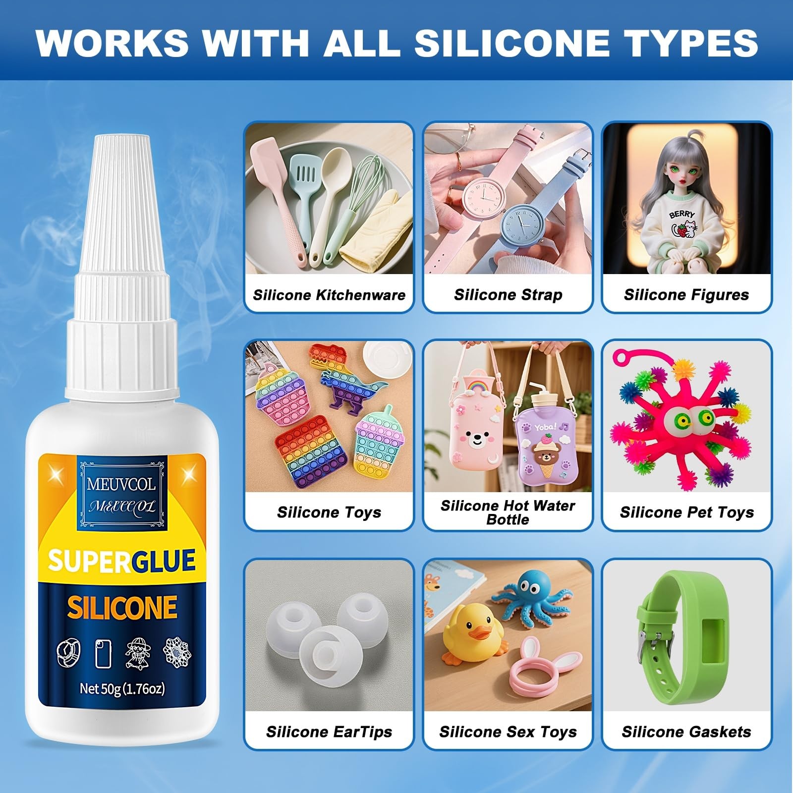 Meuvcol Silicone Glue 100g Fast Bond Waterproof Clear Adhesive Crafts TPU TPR TP