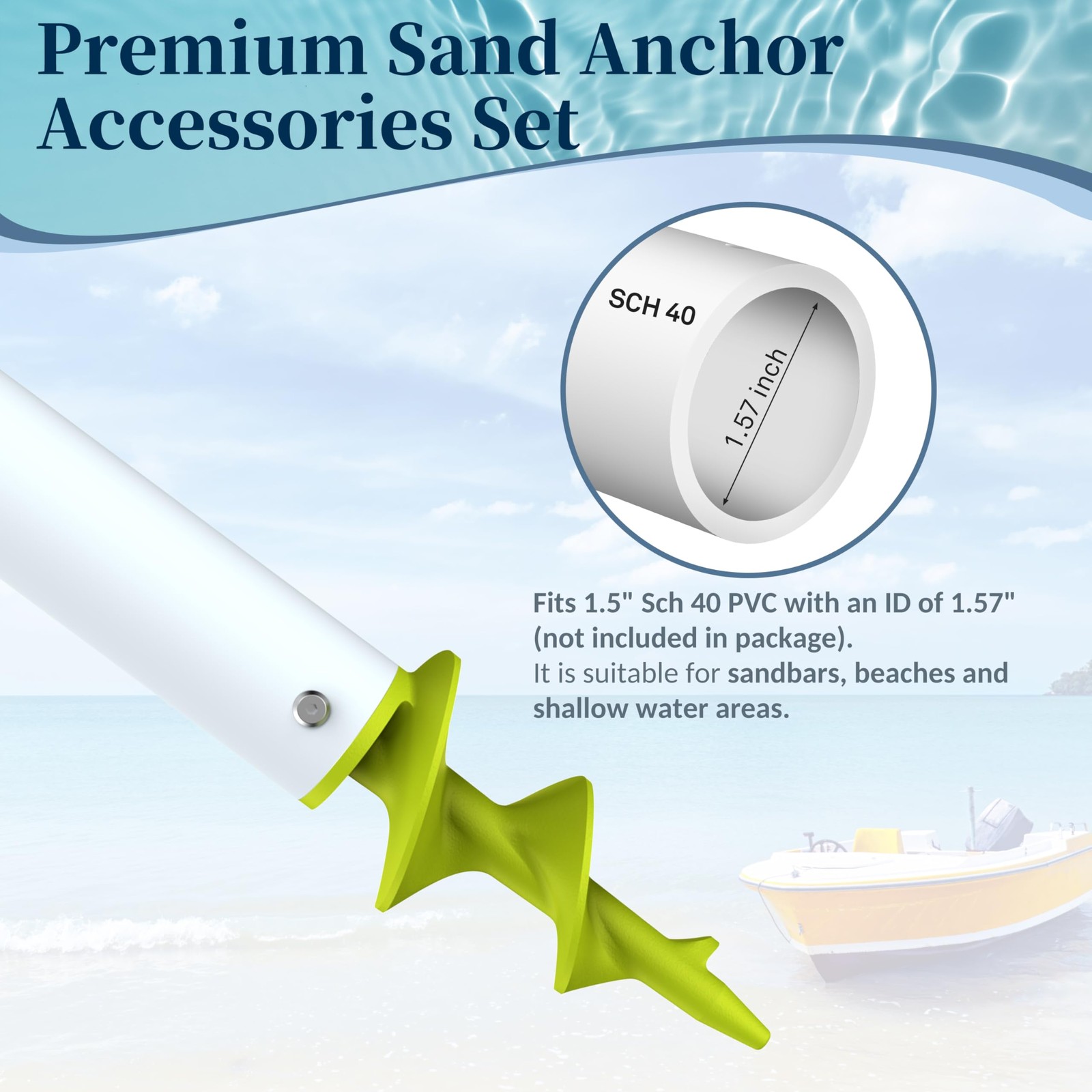 sailpref Dock Auger Kit, PA66+30% GF Handle and for PVC 1pack, Green