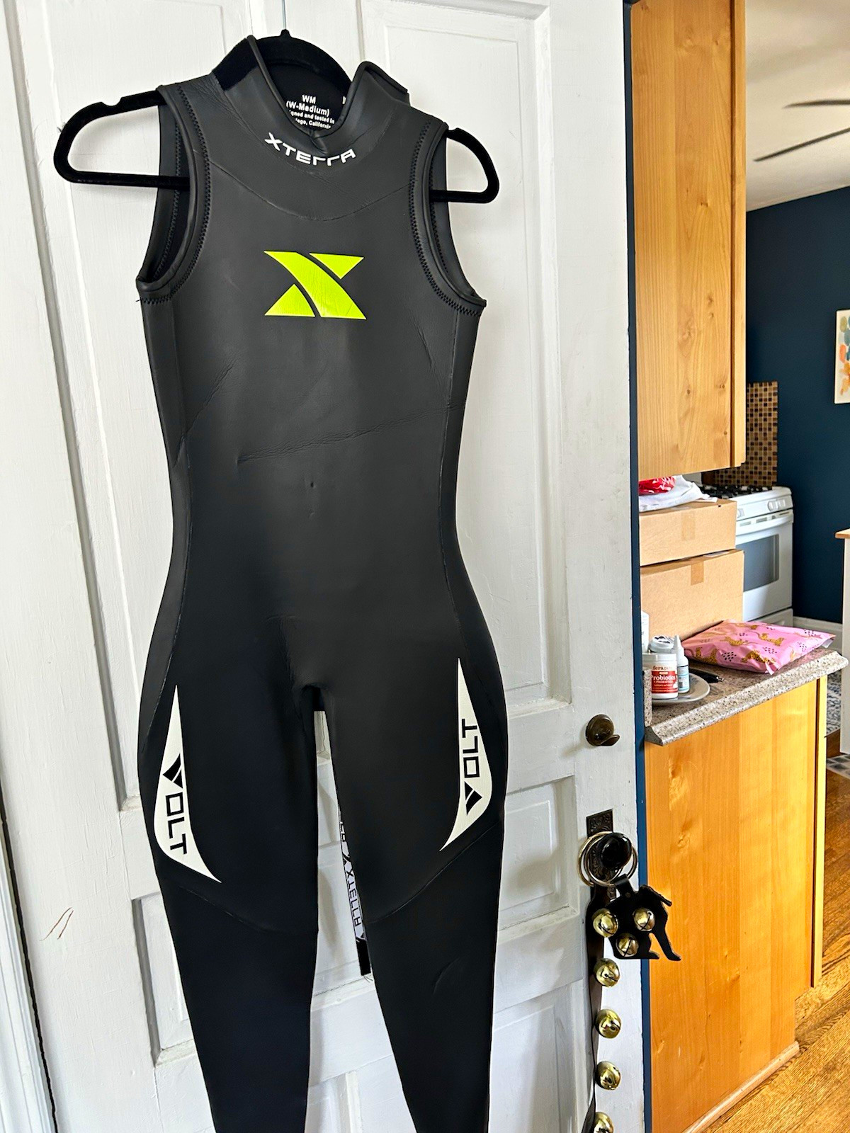 XTERRA Women’s Sleeveless Full Length Wetsuit Full Suit Black/Gray/Yellow W-Med