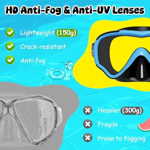 Kids Swim Goggles with Nose Cover, Anti Fog Wide View Clear A-Black (1 pack)