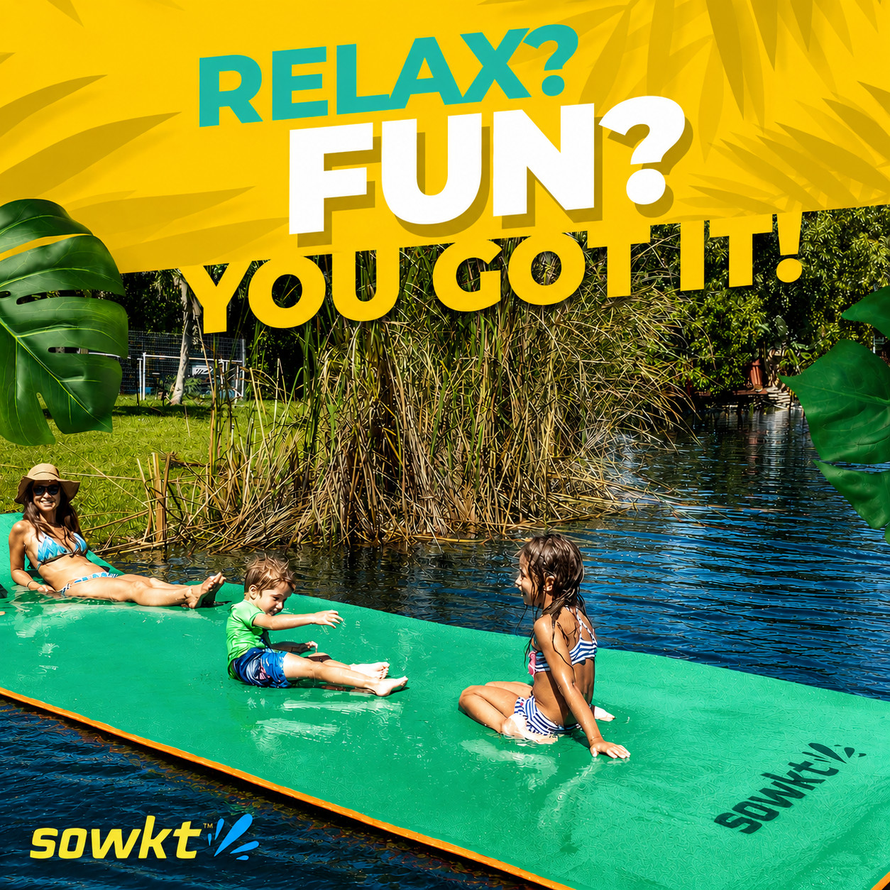 SOWKT® Made in USA Premium Floating Mat for Lakes & Pools, Extra Large Lily Pads