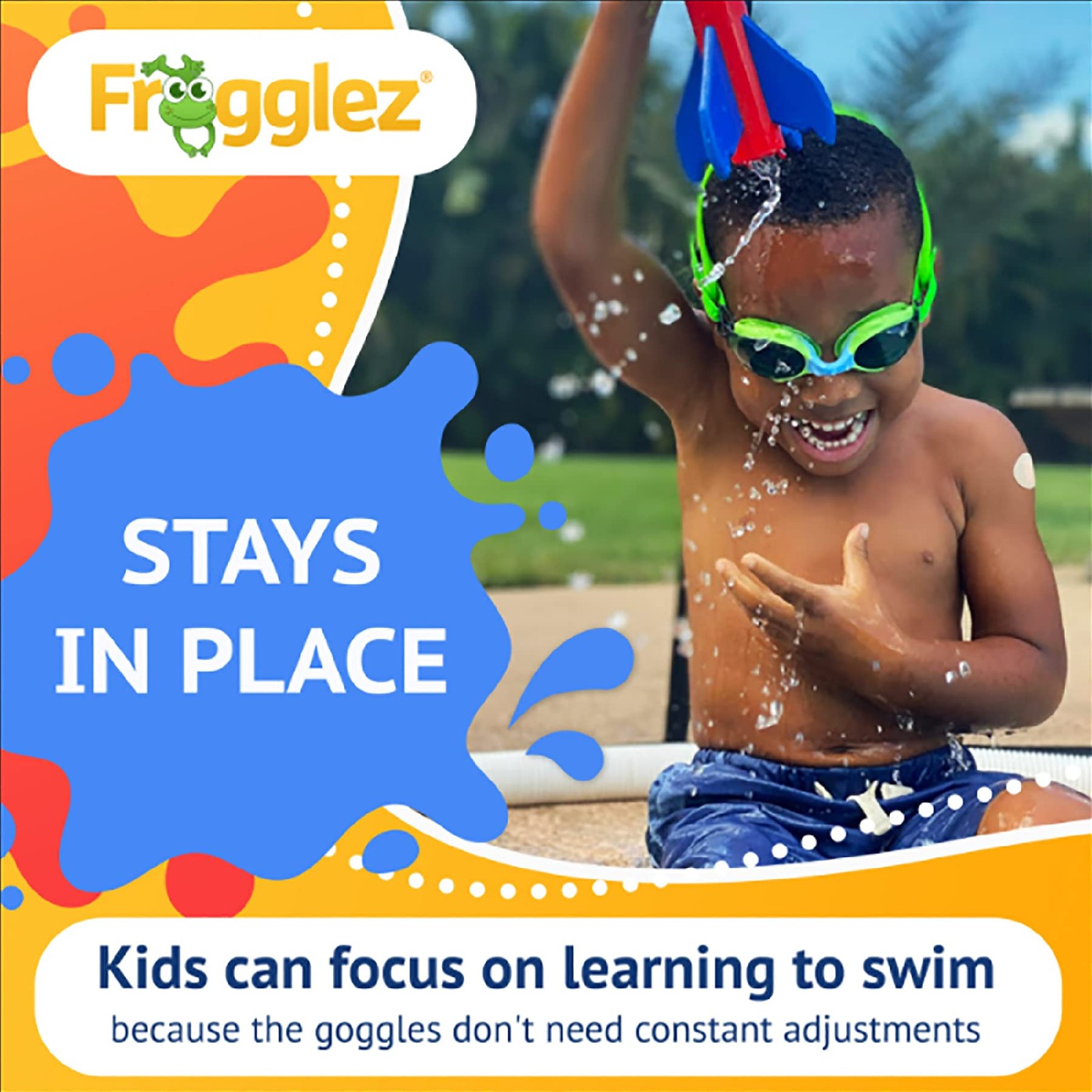 Frogglez Anti-Fog Swimming Goggles for Kids under 10 (Ages 3-10) Recommended by