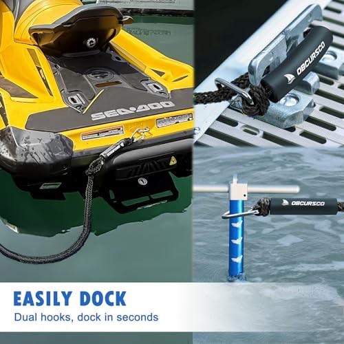 Bungee Dock Lines – Jet Ski Rope with Double 316 Stainless Steel 4-5.5ft Black