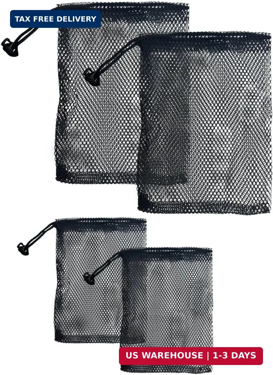 10 PCS Nylon Mesh Drawstring Bags, (6 x 4 and 6 x 8) with Cord Lock Closure, Por