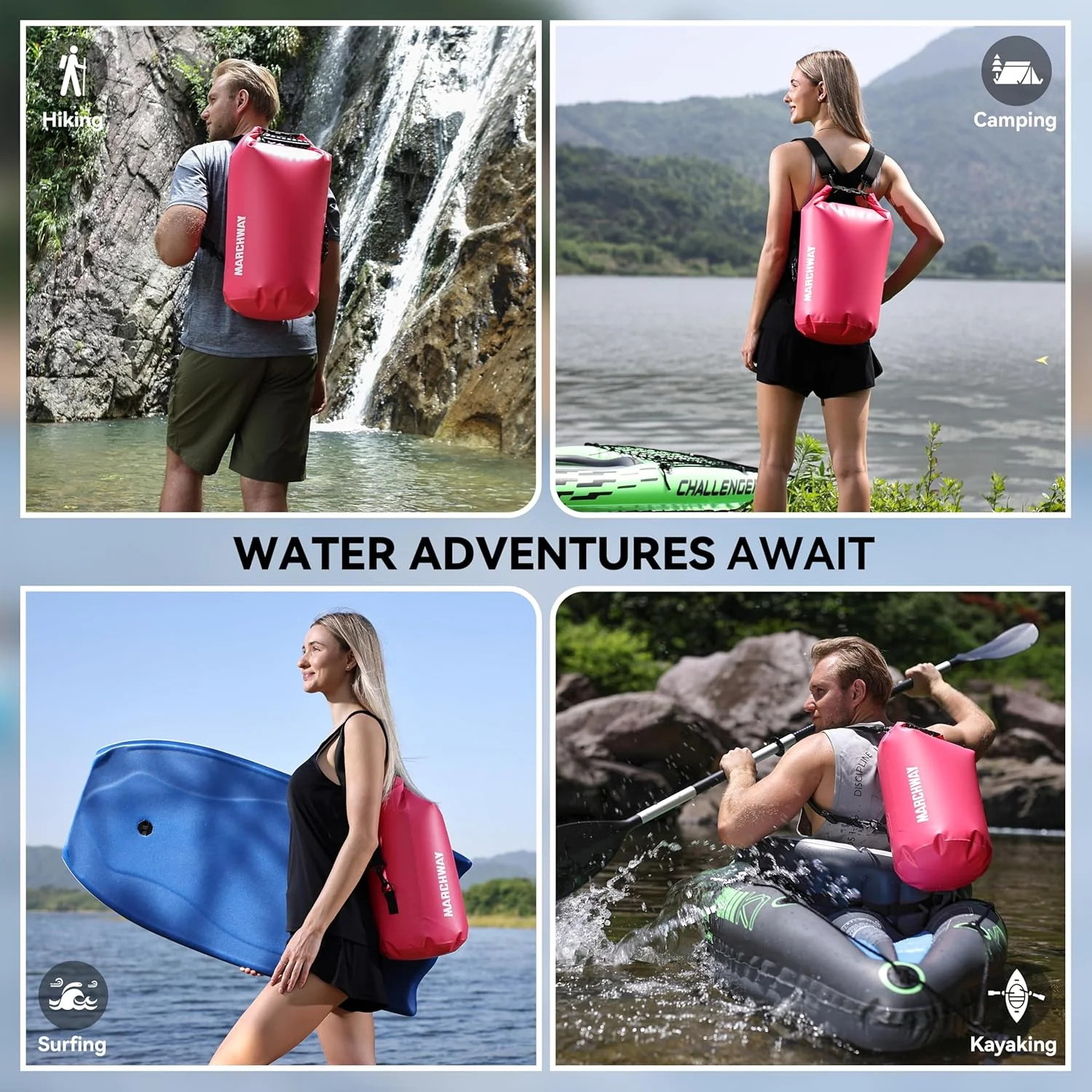 MARCHWAY Floating Waterproof Dry Bag Backpack 5L/10L/20L/30L/40L, Roll Top Sack