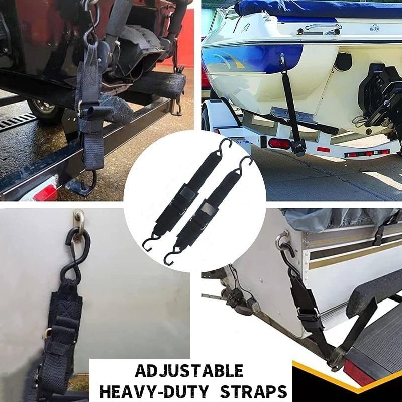 WELLUCK Boat Trailer Transom Tie Downs 2 in x 4 ft/1200lbs（2 pack）, Black
